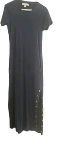 Damen Michael Kors Marine Maxi Tshirt Kleid Gold Ösen Akzent Größe Small - Bild 1 von 7