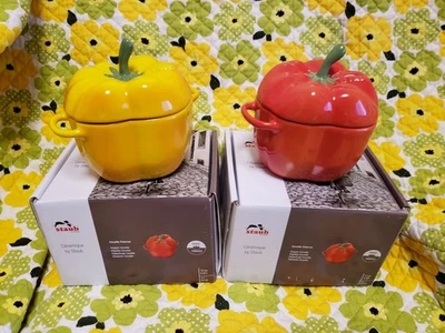 Lot de 2 vaisselle céramique Staub Paprika Cocotte potager jaune orange - Photo 1/4