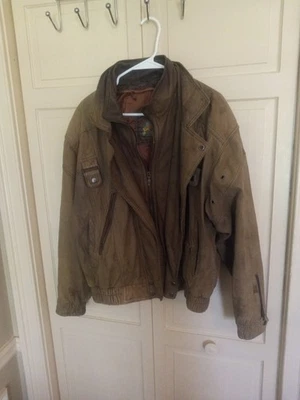 Jaqueta masculina Wilson’s Adventure Bound marrom bombardeiro couro/camurça motocicleta tamanho G - Imagem 1 de 4