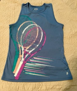 Prince Tennis Athletic Tank Top Shirt mit bedruckten Tennisschlägern Größe Medium - Bild 1 von 4