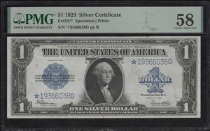 1923 $1 FR#237* Large Silver Certificate Star Note "PMG 58" - Picture 1 of 2