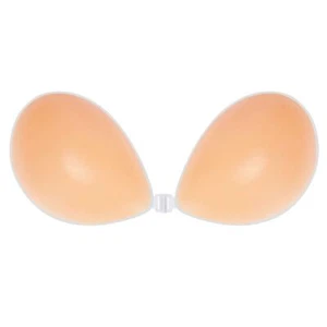 BoobyBear Sticky Bra Nude B Cup Strapless Backless Reusable Silicone Bra - Picture 1 of 7