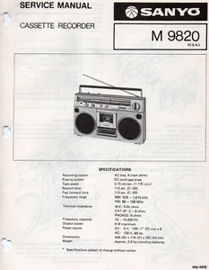 Service Manual for Sanyo M9820 Cassette Recorder AM/FM Radio - Picture 1 of 1
