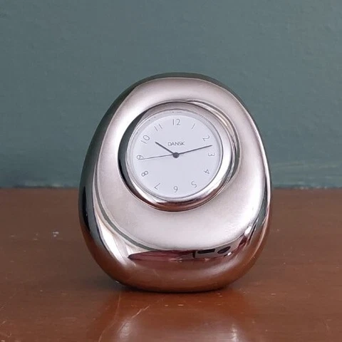 Ovo DANSK Paperweight Desk Clock Silver Tone Finish Cover