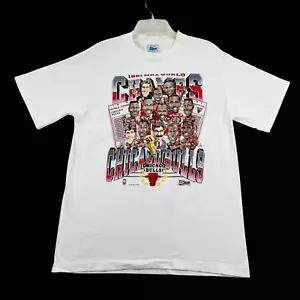 Maglietta Vintage 1991 NBA World Champion Chicago Bulls Uomo Taglia L Caricatura Salem Tag - Foto 1 di 11