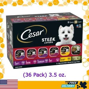 NEW 36 Pack CESAR Steak Lovers Wet Dog Food Toppers Variety Pack, 3.5 oz. Trays