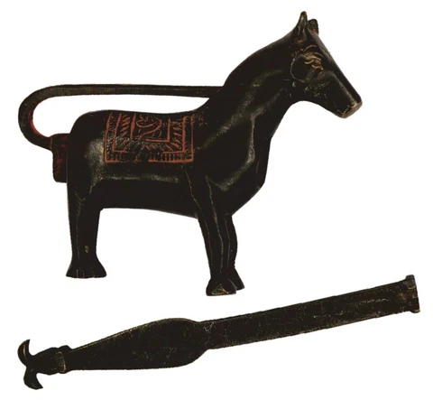 Horse Shape Antique Vintage Style Handmade Brass Door Lock Padlock & Unique Key Cover