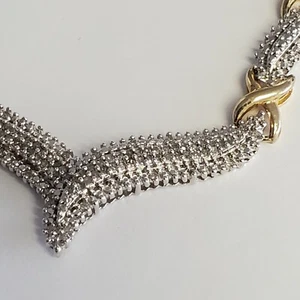 VINTAGE DESIGNER'S STERLING SILVER 1 CT TW OF NATURAL DIAMONDS NECKLACE 17.5" - Picture 1 of 9