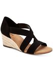 STYLE & COMPANY Womens Black Straps Elastics Zaddie Almond Wedge Shoes 9 M