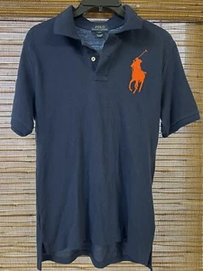 Nuevo Polo Ralph Lauren Niño Azul Marino Manga Corta Grande Naranja Logo Polo M 14-16 - Imagen 1 de 2
