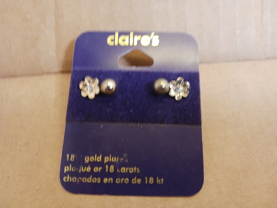 Pendientes Esfera y Flor Cristales Chapados en Oro 18kt Foto 1 de 4
