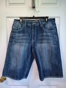 Vintage Avirex Jean Shorts Mens 34 Denim Jorts Baggy Embroidered Pockets Y2K - Picture 1 of 4