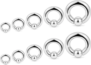 1 PAIR 316L Steel 1/2" Captive Bead Ring Ear Tragus Septum Nipple Lip 6-8g - Picture 1 of 1
