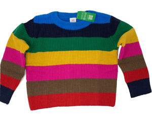 NWT Baby Gap Boys 2T 2 Years Happy Rainbow Stripe Winter Holiday Sweater