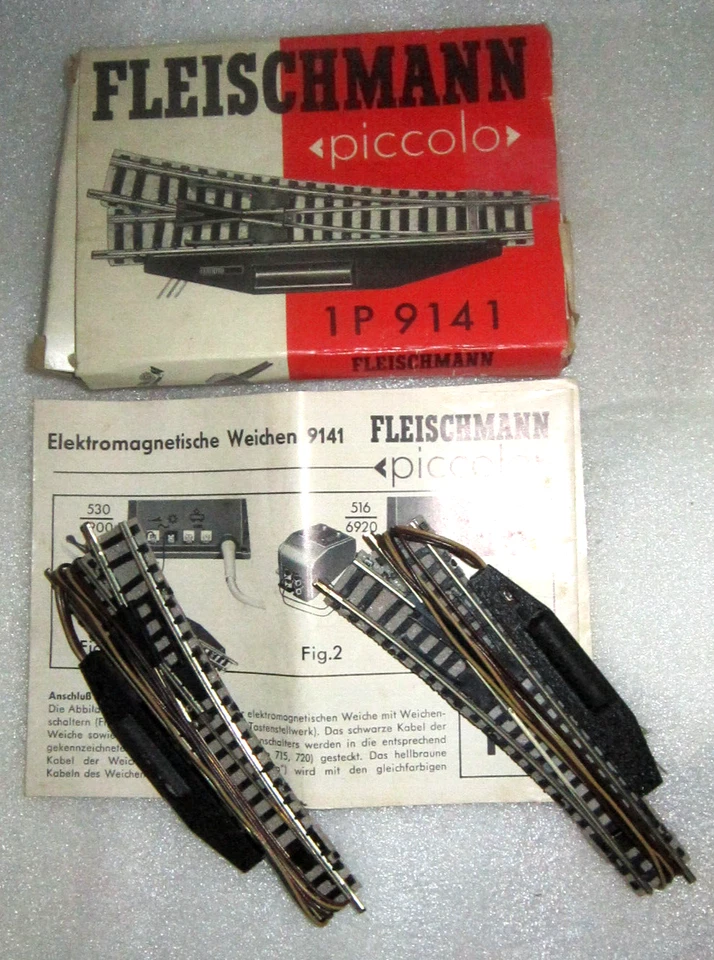 FLEISCHMANN 9141 N PICCOLO ELECTRIC LEFT/ RIGHT HAND TURN OUT SWITCH POINTS SET - Image 1 of 4
