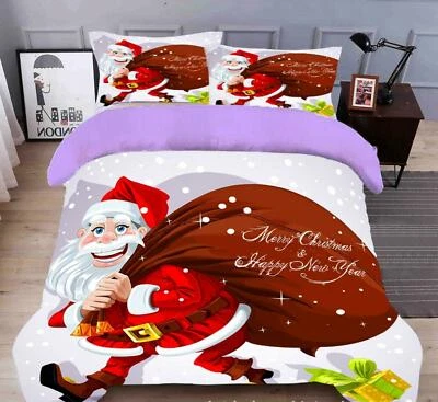 Funda nórdica 3D sonriente Santa A66 Navidad edredón cama Navidad fundas de almohada Zoe Foto 1 de 4
