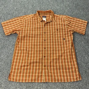 Patagonia Shirt Mens Large Plaid Seersucker Organic Short Sleeve Pocket Outdoors - Picture 1 of 9
