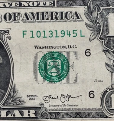 $1 ONE DOLLAR BILL - Birthday Note 10-13-1945 - Anniversary October 13th 1945 - Image 1 of 3