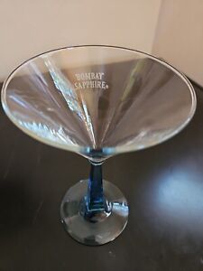 Bombay Sapphire 4-Sided Square Blue Stem Vintage Promotional Martini Glass
