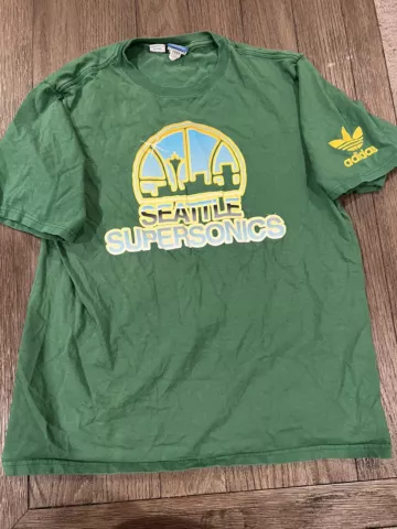 Mens Vintage Adidas Seattle Super Sonics Basketball Shirt Medium Cover