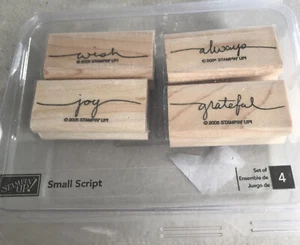 Stampin' Up!  stamp set- Small Script  2005 Joy Always Grateful Wish New Wood Mt - Picture 1 of 6