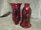Vintage 1920's Tiffin Glass Cut Stained Floral Design Candleholder Light Shades