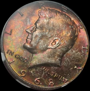 Monster Toned 1968 D NGC MS66 Kennedy Half Dollar 40% Silver - Picture 1 of 16