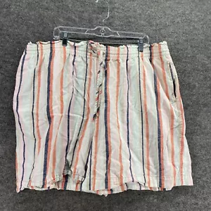 Terra & Sky Shorts Women 2X Plus White Striped Drawstring High Rise Linen Casual - Picture 1 of 11