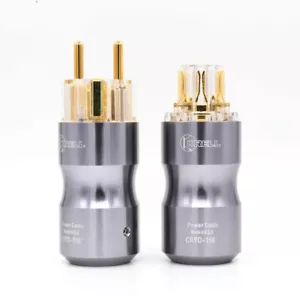 Krell Paar 24k vergoldet EU Schuko Netzstecker IEC C13 C15 Buchse Stecker - Bild 1 von 6
