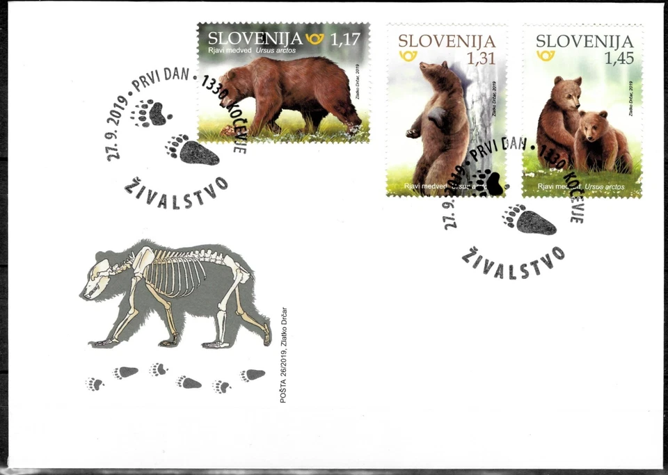 Slovenia 2019 ☀  Animals Brown Bear set  ☀ FDC cover - Image 1 of 1