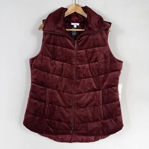 Chaleco Chico's Puffer Talla 2.5 EE. UU. 14 Rojo Oscuro Borgoña Reversible Terciopelo Nylon NUEVO - Imagen 1 de 8
