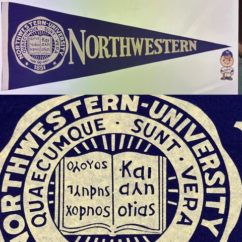 Vintage Northwestern Wildcats Evanston University Illinois Big Pennant 11z29 Cover