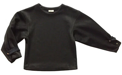 By MALENE BIRGER Shimmering Black Top 3/4 Sleeved Silver-Tone Snap Size 8 - Image 1 of 4