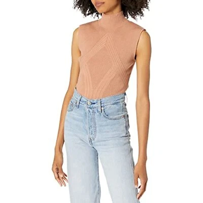 MSRP $69 GUESS Women's Sleeveless Flora Turtleneck Sweater Beige Size XS NWOT - Image 1 of 2