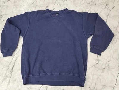 Sudadera De Colección Lands End Para Hombres L Azul Marino Cuello Redondo Años 90 Pullover Algodón EE. UU. Foto 1 de 4