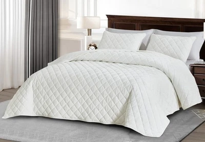 Chezmoi Collection Lux 3-Piece Diamond Stitch Plush Distressed Velvet Quilt Set - Image 1 of 4