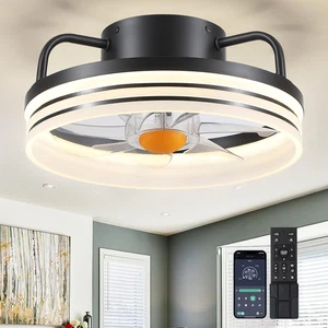 Ceiling Fans with Lights and Remote - Flush Mount Low Profile Ceiling Fans - 13” - Picture 1 of 12