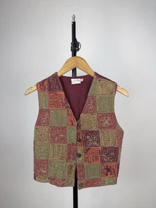 Vintage 90s H&M Boho Vest – Colorful Patchwork Embroidery Women’s XS / 36 Dize - Picture 1 of 9