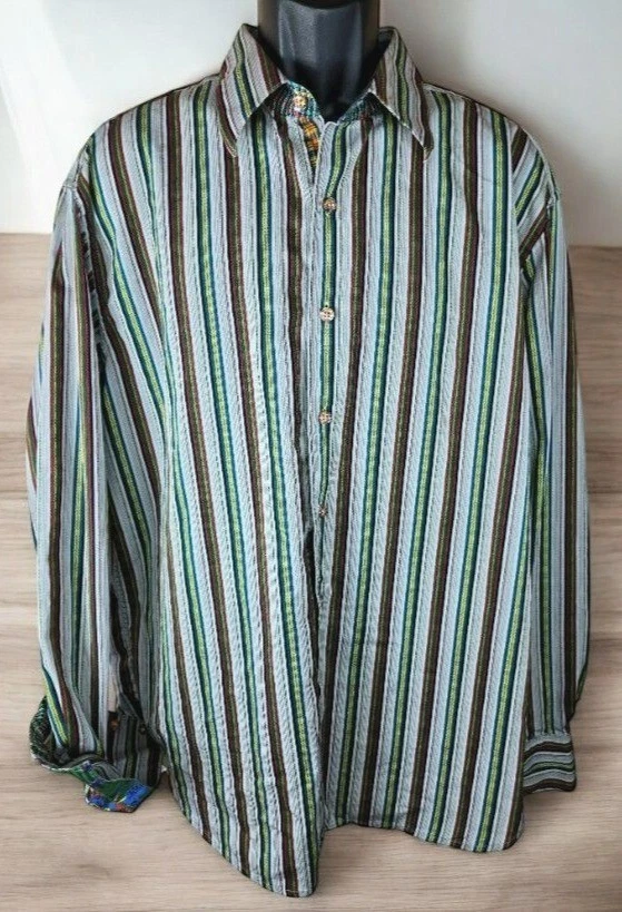 Robert Graham Mens Striped Shirt XL Long Sleeve Button-Up Multi-Color - Image 1 of 4