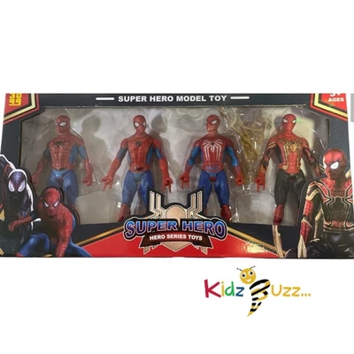 Spider-man Hero Action Figure Model Toy Set With Light 4 Pcs Spider-man Play Set - Image 1 of 2