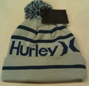 NUEVO CON ETIQUETAS Hurley Ragland Esquí Pom Gorro Invierno Sombrero Adulto Hombre Talla Única Gris/Azul NUEVO - Imagen 1 de 5