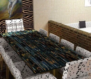 Blue Tiger Eye Sofa Center Table Gemstone Dine Table Tops Luxury Cafeteria Decor - Picture 1 of 9