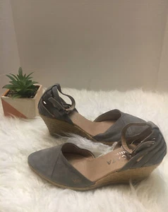Viscata Barcelona Espadrille Ankle Strap Gray Suede Shoes Size 39 US 8.5 - Picture 1 of 10