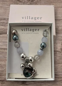 Vintage Liz Claiborne Villager Stretch Armband Mond Feder - Bild 1 von 2
