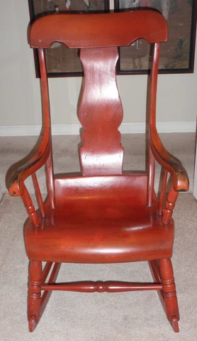 Antique- Farmhouse Painted (Red) Fiddle Back Solid Single Plank Rocking Chair Cover