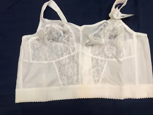 REGGISENO LINEA LUNGA VINTAGE LINGERIE 50D STRETCH REGGISENO pin up bianco nuovo con etichette - Foto 1 di 7