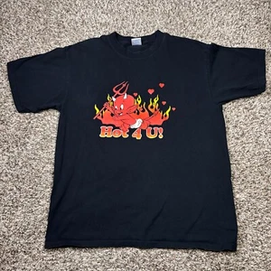 Vintage Hot Stuff the Little Devil Hot 4 U Size LARGE Y2K Flames Hearts T-Shirt - Picture 1 of 10