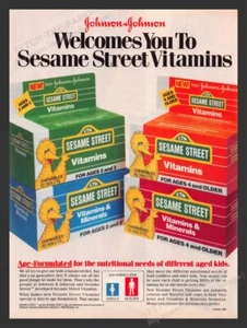 1989 Johnson & Johnson Sesame Street Vitamins 1980s Print Advertisement Ad - Picture 1 of 1