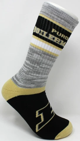 Purdue Boilermakers NCAA For Bare Feet Double Deuce Gray Knit Crew Socks *Large Cover