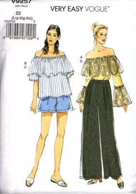 Very Easy Vogue V9257 Misses Pants, Shorts, Tops - Size L to XXL Uncut Pattern - Image 1 of 2